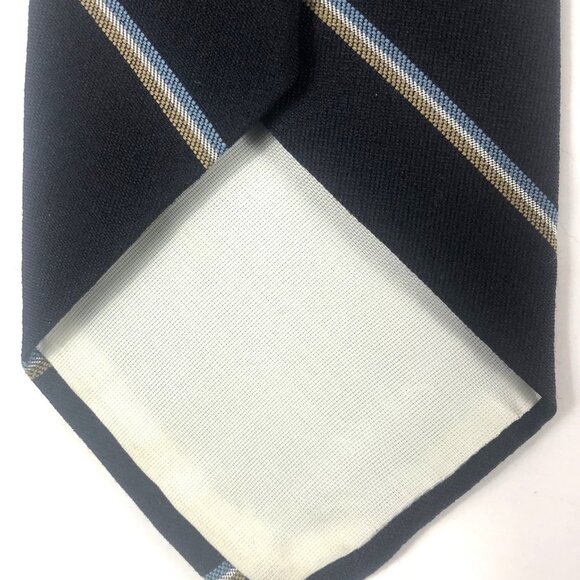 Vintage House of Arden Tie Navy Blue Stripe 50% Silk 50% Wool Made in USA Classi - Picture 3 of 5